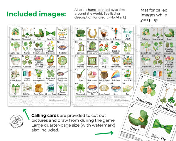 LARGE PRINT St. Patrick's Day Bingo - Printable Digital Download by Greengate Images