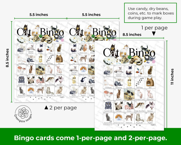 Cat Bingo - Printable Digital Download by Greengate Images