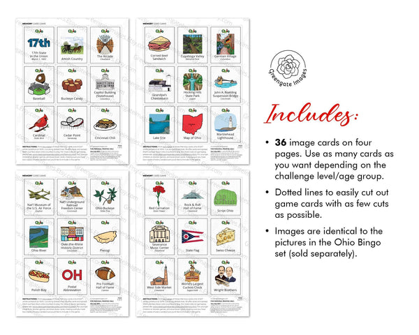 Ohio Memory Game - Printable Digital Download by Greengate Images