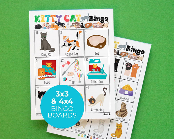 Kitty Cat Bingo for kids - Printable Digital Download by Greengate Images