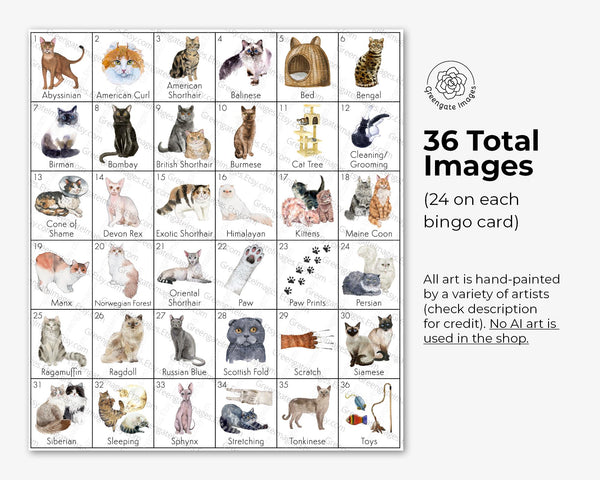 Cat Bingo - Printable Digital Download by Greengate Images