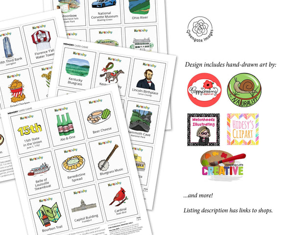 Kentucky Memory Game - Printable Digital Download by Greengate Images