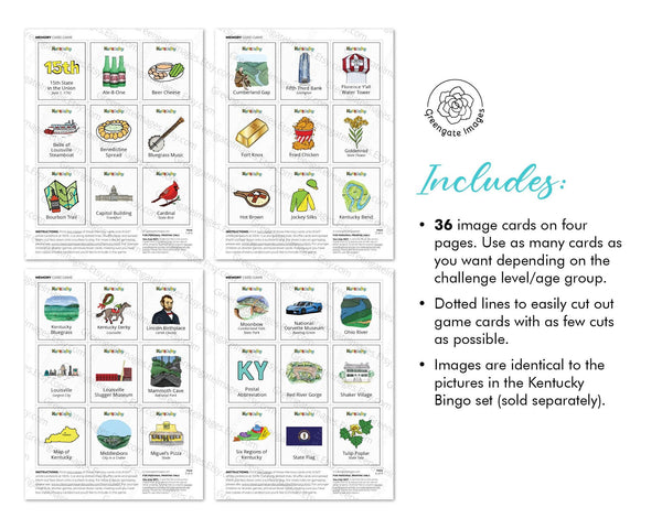 Kentucky Memory Game - Printable Digital Download by Greengate Images