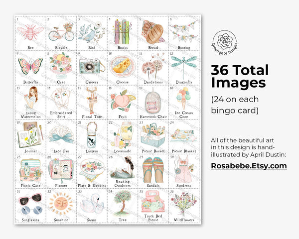 Sunny Picnic Bingo - Printable Digital Download by Greengate Images