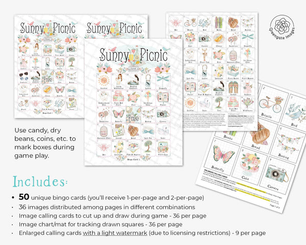 Sunny Picnic Bingo - Printable Digital Download by Greengate Images