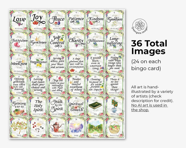 Fruit of the Spirit Bingo - Printable Digital Download by Greengate Images