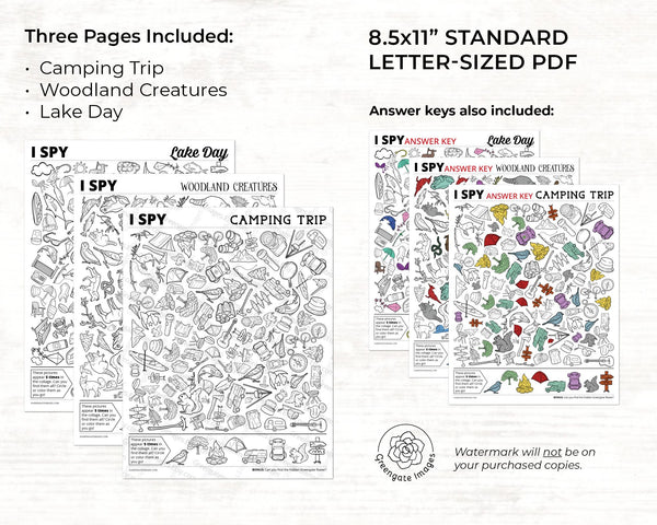 Outdoor Adventure I Spy Bundle - Printable Digital Download by Greengate Images