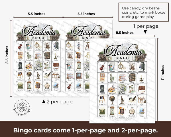 Academia Bingo Game - Printable Digital Download by Greengate Images