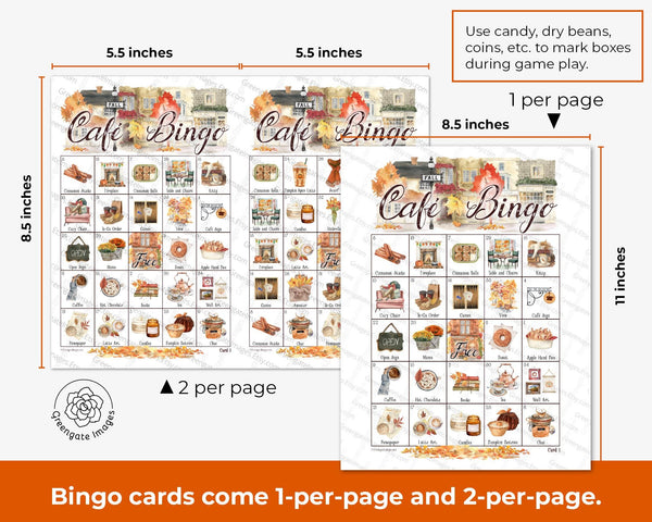 Fall Café Bingo Game - Printable Digital Download by Greengate Images