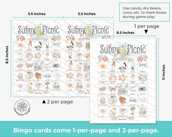 Sunny Picnic Bingo - Printable Digital Download by Greengate Images