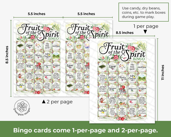 Fruit of the Spirit Bingo - Printable Digital Download by Greengate Images