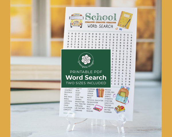 School Word Search - Printable Digital Download by Greengate Images