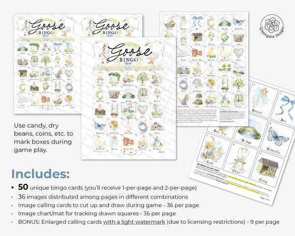 Goose Bingo - Printable Digital Download by Greengate Images