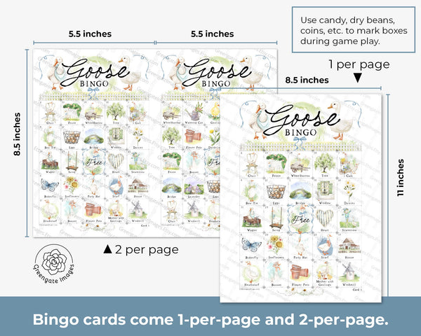 Goose Bingo - Printable Digital Download by Greengate Images