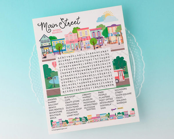 Main Street Word Search - Printable Digital Download by Greengate Images