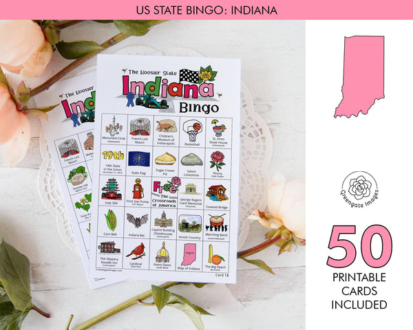 Indiana Bingo Cards - Printable Digital Download by Greengate Images