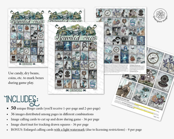 Haunted Seas Bingo - Printable Digital Download by Greengate Images