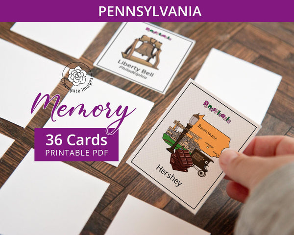 Pennsylvania Memory Game - Printable Digital Download by Greengate Images