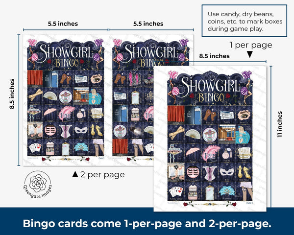 Showgirl Bingo Game - Printable Digital Download by Greengate Images