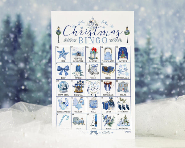 Blue Christmas Bingo Cards - Printable Digital Download by Greengate Images