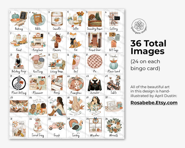 A Thankful Heart Thanksgiving Bingo - Printable Digital Download by Greengate Images