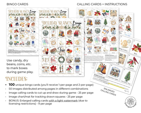 Holiday Season Bingo - Printable Digital Download by Greengate Images