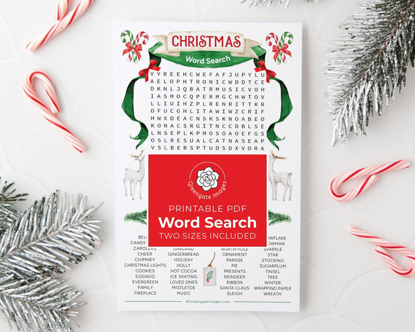 Christmas Word Search - Printable Digital Download by Greengate Images