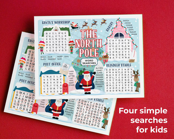 North Pole Word Search - Printable Digital Download by Greengate Images