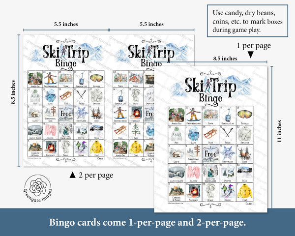 Ski Trip Bingo - Printable Digital Download by Greengate Images