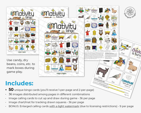 Nativity Bingo - Printable Digital Download by Greengate Images