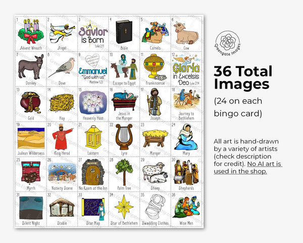 Nativity Bingo - Printable Digital Download by Greengate Images