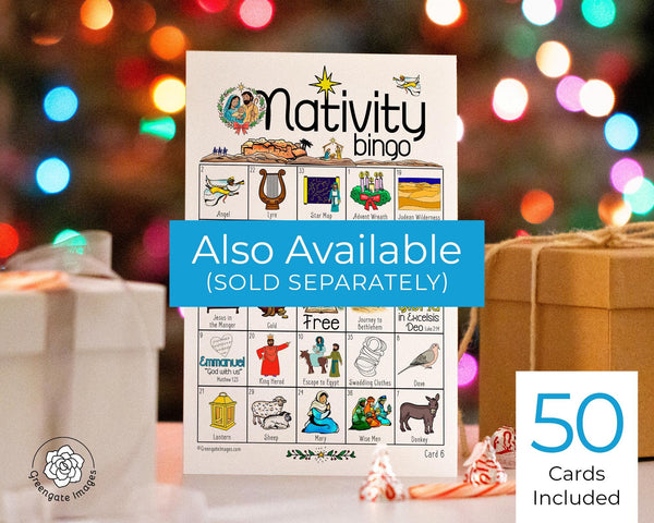 Nativity Bingo (Black & White) - Printable Digital Download by Greengate Images