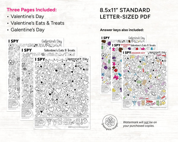 Valentine's Day I Spy Bundle - Printable Digital Download by Greengate Images