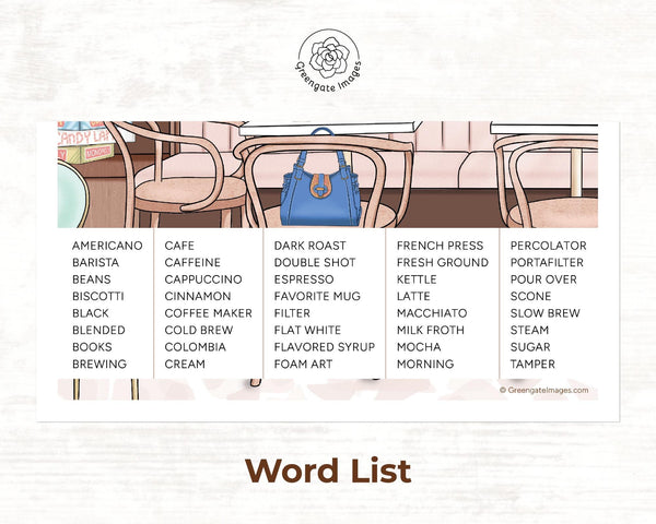 Coffee Word Search - Printable Digital Download by Greengate Images