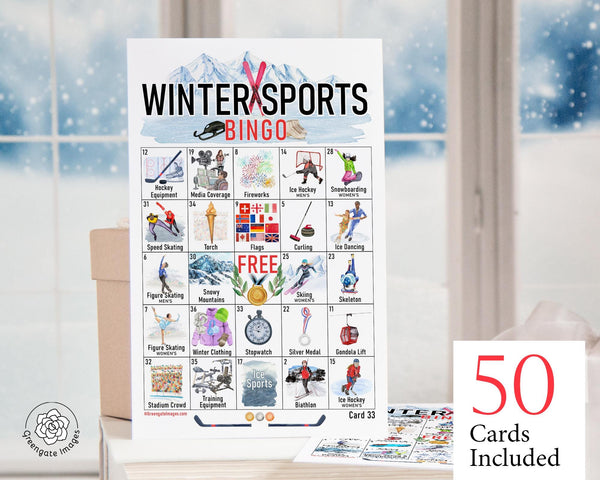 Winter Sports Bingo - Printable Digital Download by Greengate Images