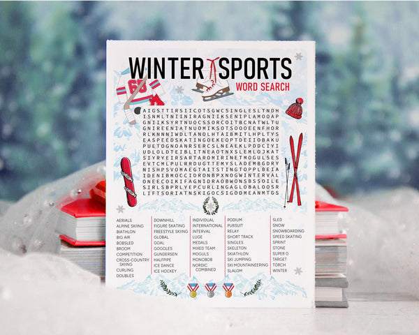 Winter Sports Word Search - Printable Digital Download by Greengate Images