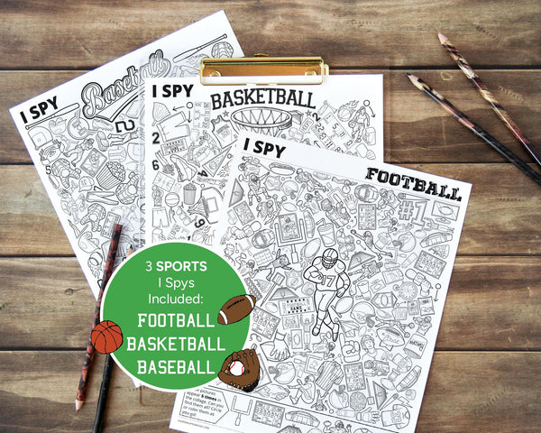 Sports I Spy Bundle - Football, Basketball, Baseball - Printable Digital Download by Greengate Images