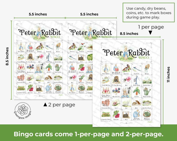 Peter Rabbit Bingo - Printable Digital Download by Greengate Images