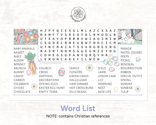 Easter Word Search - Printable Digital Download by Greengate Images