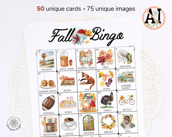 Fall Bingo: 75 IMAGE EDITION - Printable Digital Download by Greengate Images