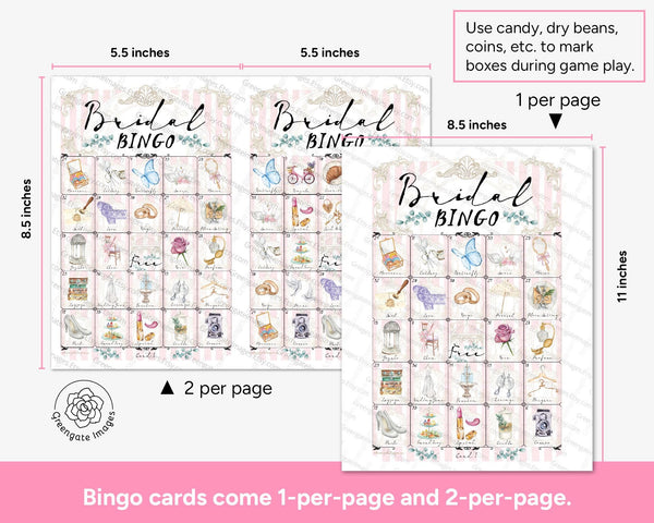 Bridal Bingo - Parisian-Inspired Pink/White - Printable Digital Download by Greengate Images