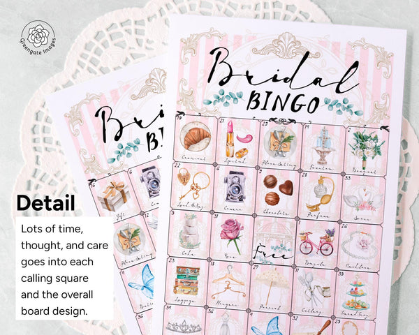 Bridal Bingo - Parisian-Inspired Pink/White - Printable Digital Download by Greengate Images