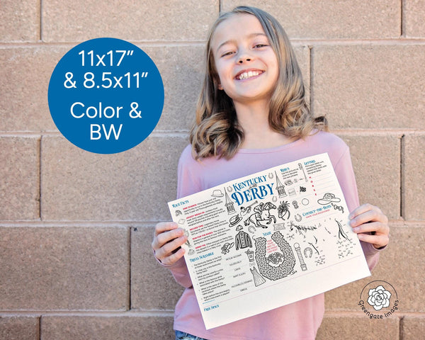 Kentucky Derby 11x17" and 8.5x11" Activity Page - Printable Digital Download by Greengate Images