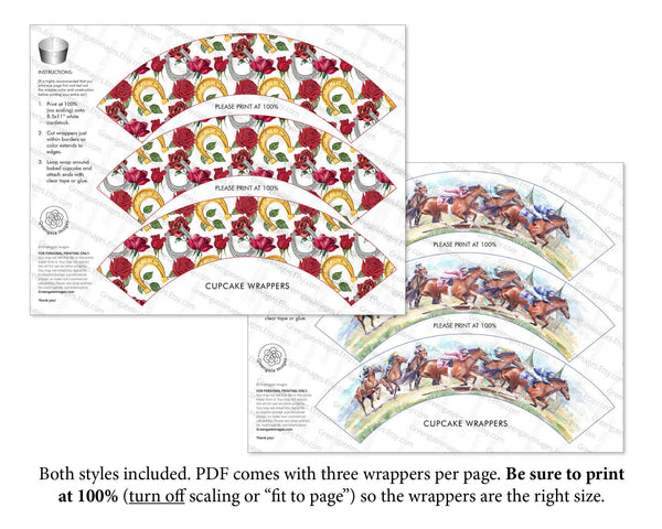 Kentucky Derby Cupcake Wrapper Duo - Printable Digital Download by Greengate Images
