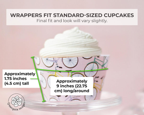 Bicycle Cupcake Wrapper - Printable Digital Download by Greengate Images