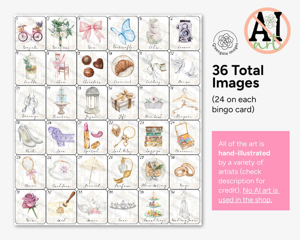 Bridal Bingo - Parisian-Inspired Pink/White - Printable Digital Download by Greengate Images