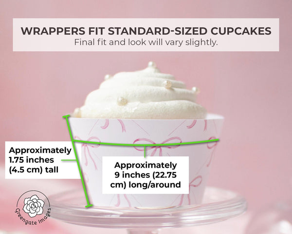 Pink Bow Cupcake Wrapper - Printable Digital Download by Greengate Images