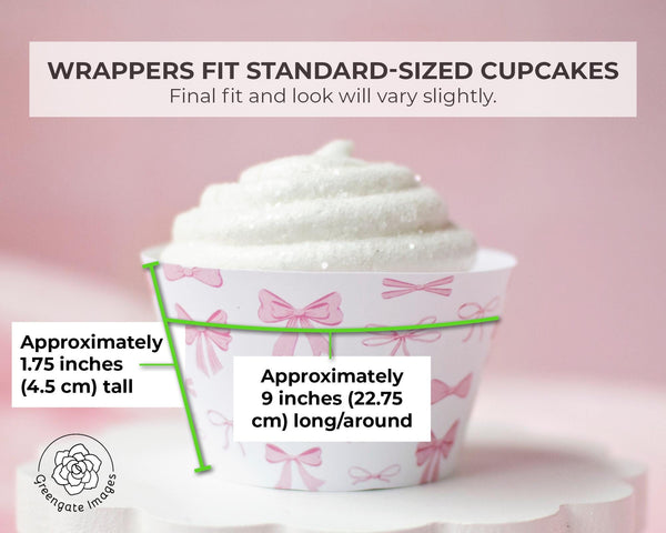 Pink Bow Cupcake Wrapper - Printable Digital Download by Greengate Images