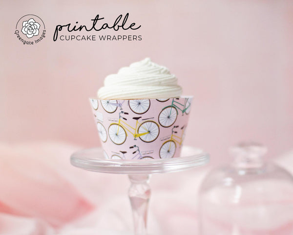 Bicycle Cupcake Wrapper - Printable Digital Download by Greengate Images