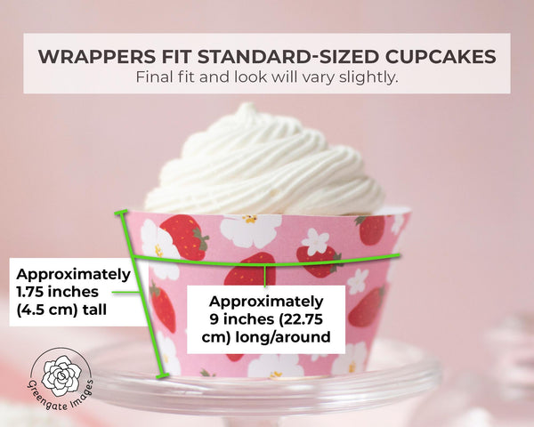 Strawberry Cupcake Wrapper - Printable Digital Download by Greengate Images